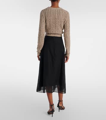 Silk organza midi skirt | Brunello Cucinelli