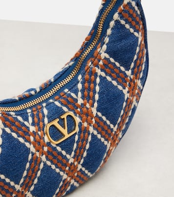 Quiltie 67 embroidered denim shoulder bag | Valentino Garavani