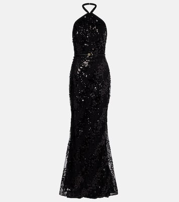 Robe longue en soie mélangée à sequins | Elie Saab