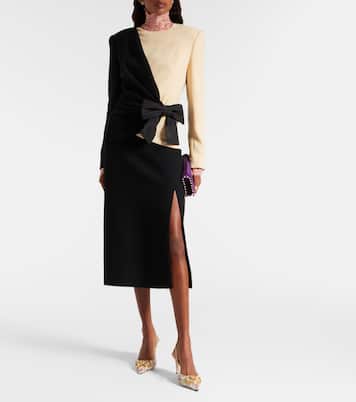 Silk-trimmed virgin wool midi dress | Valentino