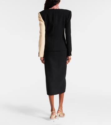 Silk-trimmed virgin wool midi dress | Valentino