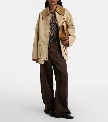 Top in misto cotone con stampa leopardata | Ganni