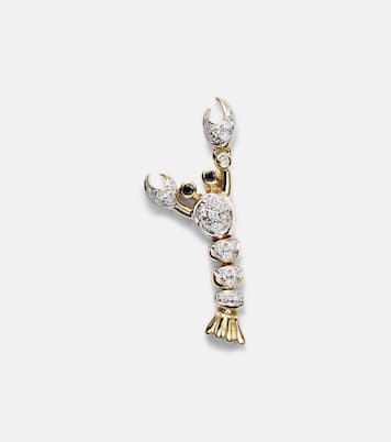 Homard Mini 9kt gold single earring with diamonds | Yvonne Léon