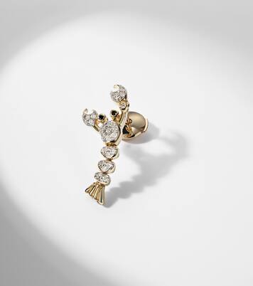 Homard Mini 9kt gold single earring with diamonds | Yvonne Léon