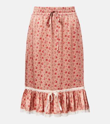 Floral silk and cotton-blend midi skirt | Dolce&Gabbana