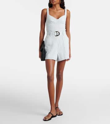 Striped cotton-blend seersucker romper | Simkhai