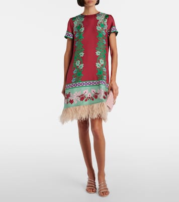 Swing 페더 트리밍 실크 미니드레스 | La DoubleJ