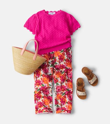 Pantalon droit en coton et lin à fleurs | Tartine et Chocolat