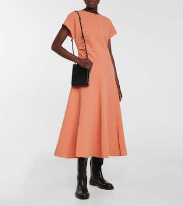 Vestido midi de algodón y lino | Jil Sander