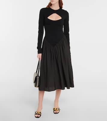 Cutout silk-trimmed midi dress | Stella McCartney