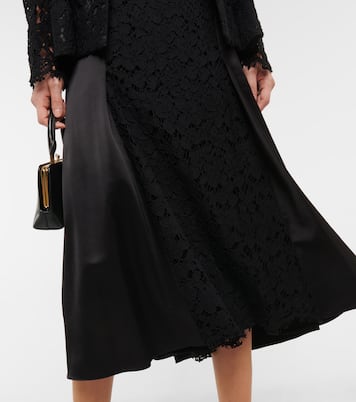 Falda midi Suzanne de satén y encaje | Erdem