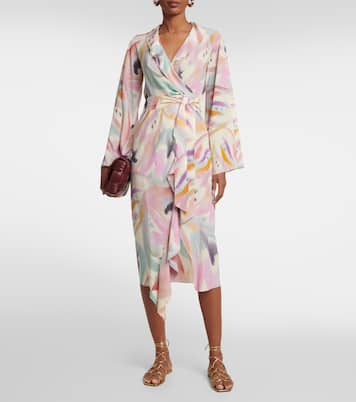 Printed asymmetric wrap midi dress | Etro