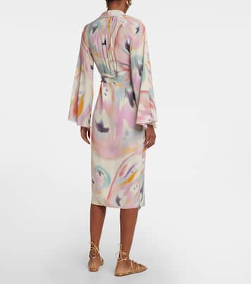 Printed asymmetric wrap midi dress | Etro