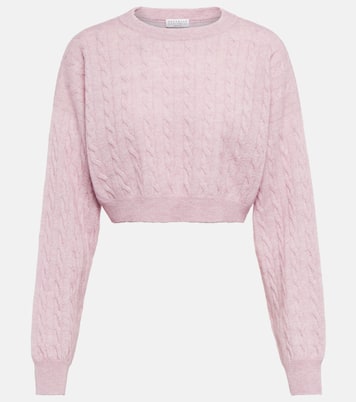 Jersey de alpaca y algodón cropped | Brunello Cucinelli