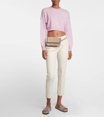 Jersey de alpaca y algodón cropped | Brunello Cucinelli
