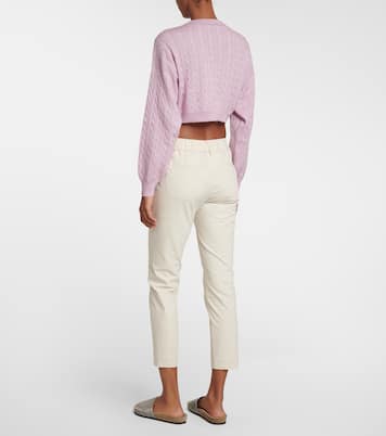 Jersey de alpaca y algodón cropped | Brunello Cucinelli