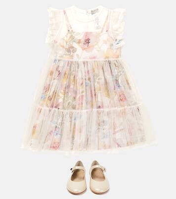 Abito con stampa e tulle | Il Gufo