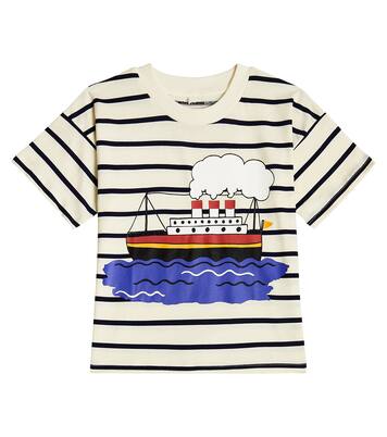 Camiseta de algodón a rayas estampada | Mini Rodini