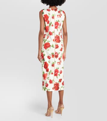Robe midi en coton mélangé à fleurs | Carolina Herrera