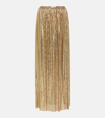 High-rise metallic mesh maxi skirt | Rabanne