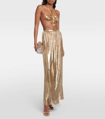 High-rise metallic mesh maxi skirt | Rabanne