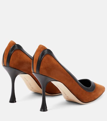 Mules Dalina 90 in suede con pelle | Manolo Blahnik