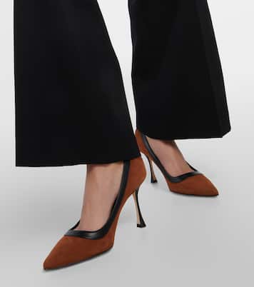 Mules Dalina 90 in suede con pelle | Manolo Blahnik