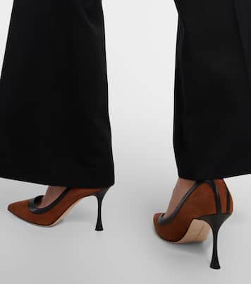 Mules Dalina 90 in suede con pelle | Manolo Blahnik