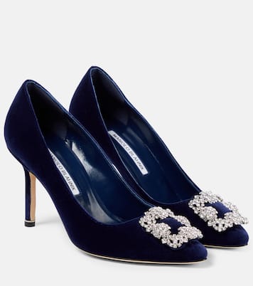 Escarpins Hangisi 90 en velours à ornements | Manolo Blahnik