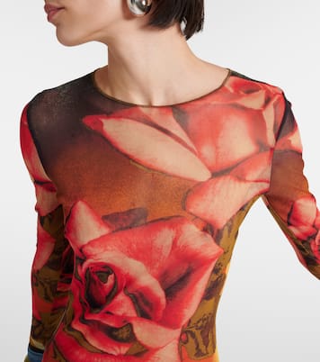 Vestido midi floral semitranslúcido | Jean Paul Gaultier