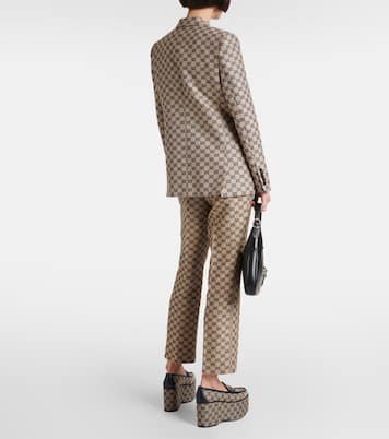Blazer in canvas di misto lino GG | Gucci