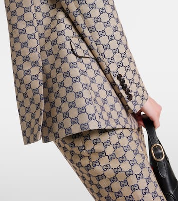 Blazer in canvas di misto lino GG | Gucci