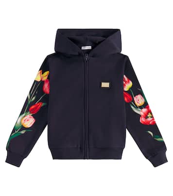 Sudadera con capucha de algodón floral | Dolce&Gabbana Kids