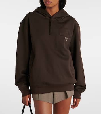 Felpa oversize in cotone con cappuccio | Prada