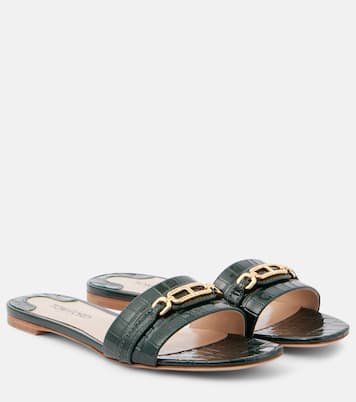 Whitney croc-effect leather slides | Tom Ford