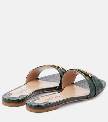Whitney croc-effect leather slides | Tom Ford