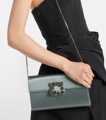 Efflorescence embellished satin clutch | Roger Vivier