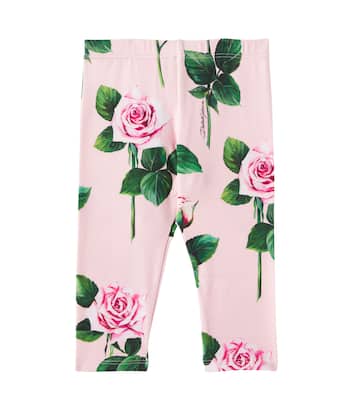 Bébé – Legging en coton mélangé à fleurs | Dolce&Gabbana Kids