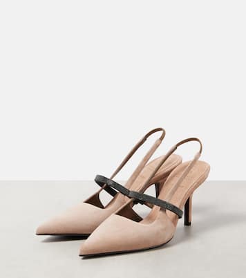 Pumps slingback Monili in suede | Brunello Cucinelli
