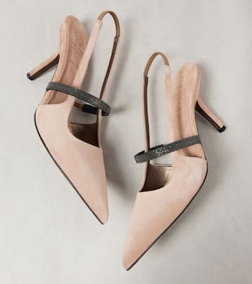 Pumps slingback Monili in suede | Brunello Cucinelli