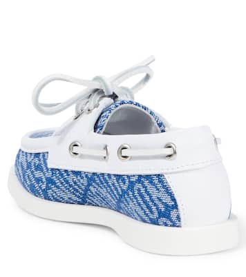 Logo leather-trimmed boat shoes | Moschino Kids