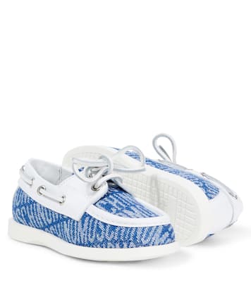 Logo leather-trimmed boat shoes | Moschino Kids