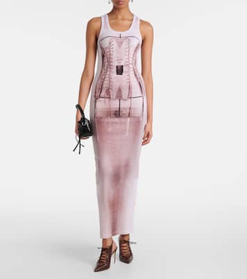 Trompe l'oeil cotton-blend maxi dress | Jean Paul Gaultier
