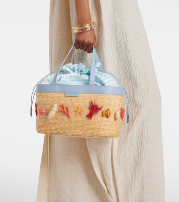 Marea embellished rattan tote bag | Aquazzura