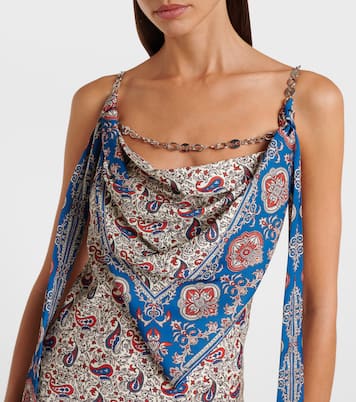 Paisley scarf-detail satin slip dress | Rabanne