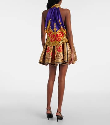 Bow-detail printed silk satin top | Versace