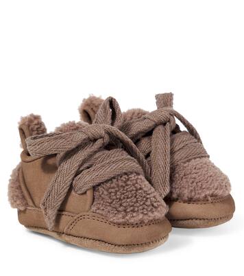 Baby Semmi teddy-trimmed leather sneakers | Donsje