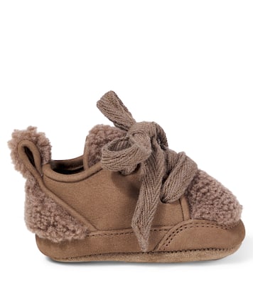 Baby Semmi teddy-trimmed leather sneakers | Donsje