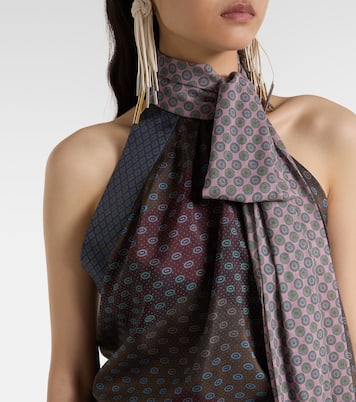 Printed halterneck silk top | Dries Van Noten