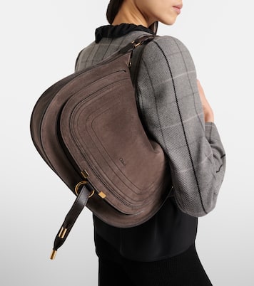 Marcie leather-trimmed suede shoulder bag | Chloé